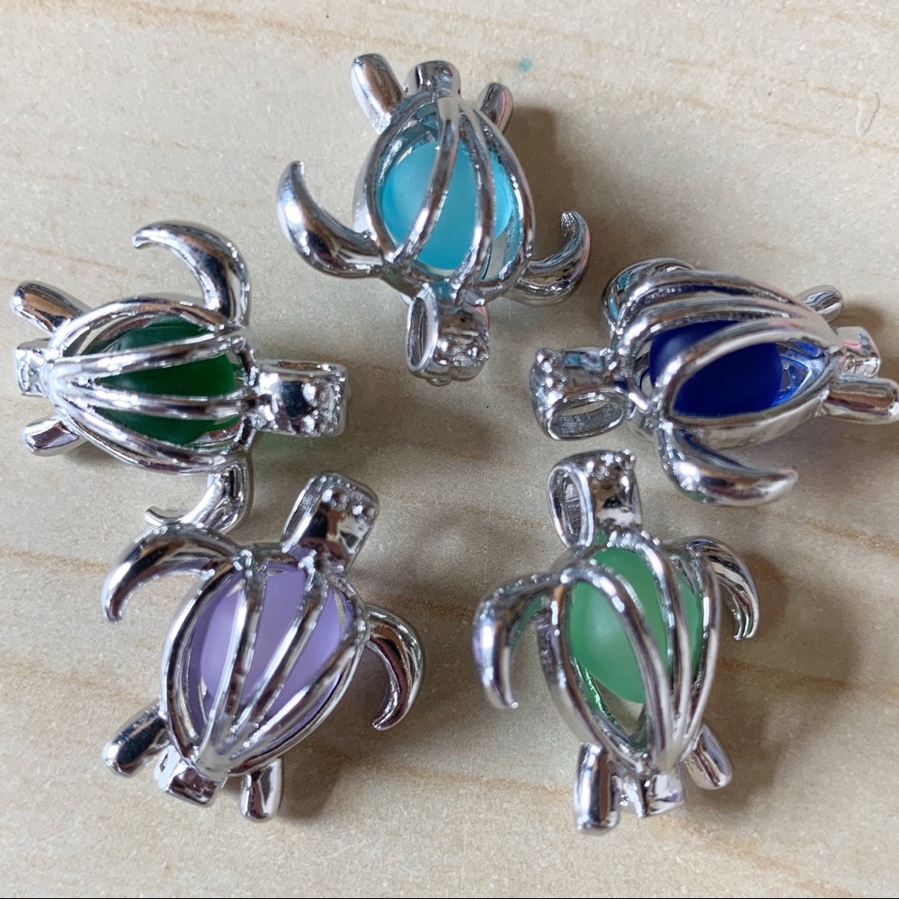 Wholesale Lot 10 Turtle Lockets Multi Color